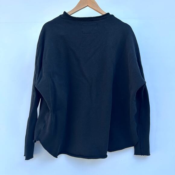 Frank & Eileen Anna Capelet Long Sleeve Triple Fleece Sweatshirt Black Medium - Picture 3 of 9